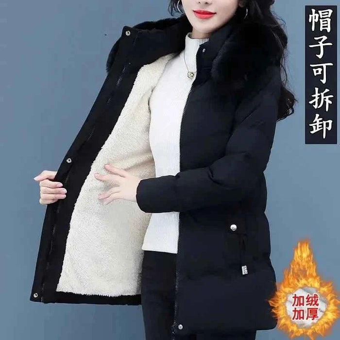 Winter 2024 Plus Size Ladies Long Down Coat with Velvet Lining