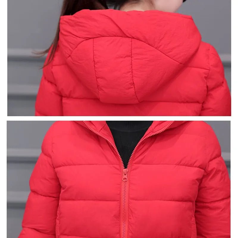 SaneShoppe - Women's Lightweight Down Cotton Hooded Jacket Warm Loose Short Outerwear