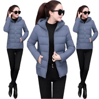 SaneShoppe - Women's Lightweight Down Cotton Hooded Jacket Warm Loose Short Outerwear