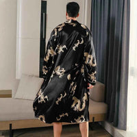 Men's Spring Autumn Silk Thin Style Oversized Long Sleeved Bathrobes
