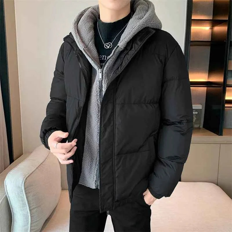 Men's Black Hooded Parka, High Quality Winter Jacket