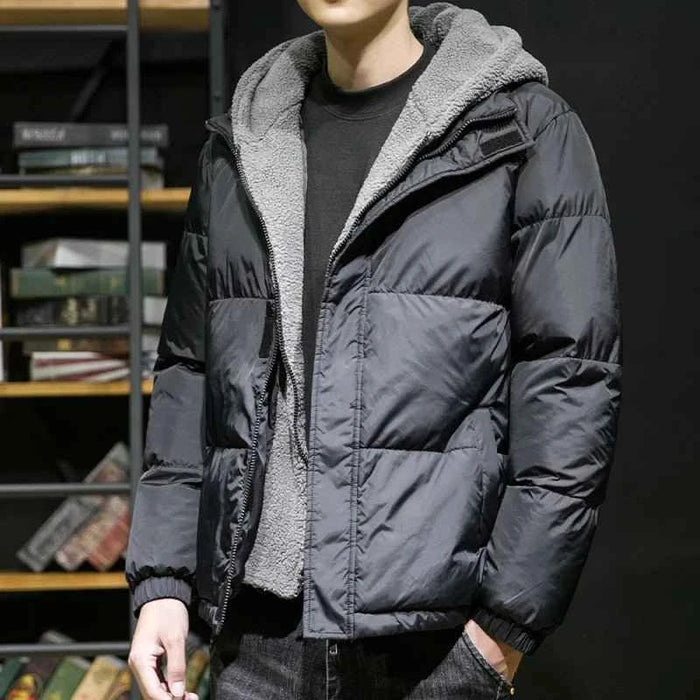 Men's Black Hooded Parka, High Quality Winter Jacket