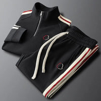 New Fashion Men's Casual Sports Set - Trendy Hoodie & Sweatpants for Spring Autumn and Winter, Side Stripe Knit Design