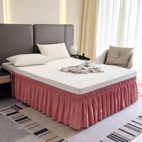 Bed Skirt Ruffles Wrap Around Style Elastic Washable Bed Dust Cover Solid Color Bed Protector for Hotels