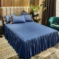 Non-slip Bed Skirt Ruffled Mattress Cover Solid Color Bedspread 1pcs Bedroom Bed Cover