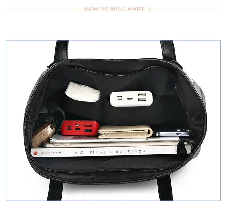 Trendy Large Capacity Tote Bag for Women - Horizontal Square Zipper Single Shoulder Handbag