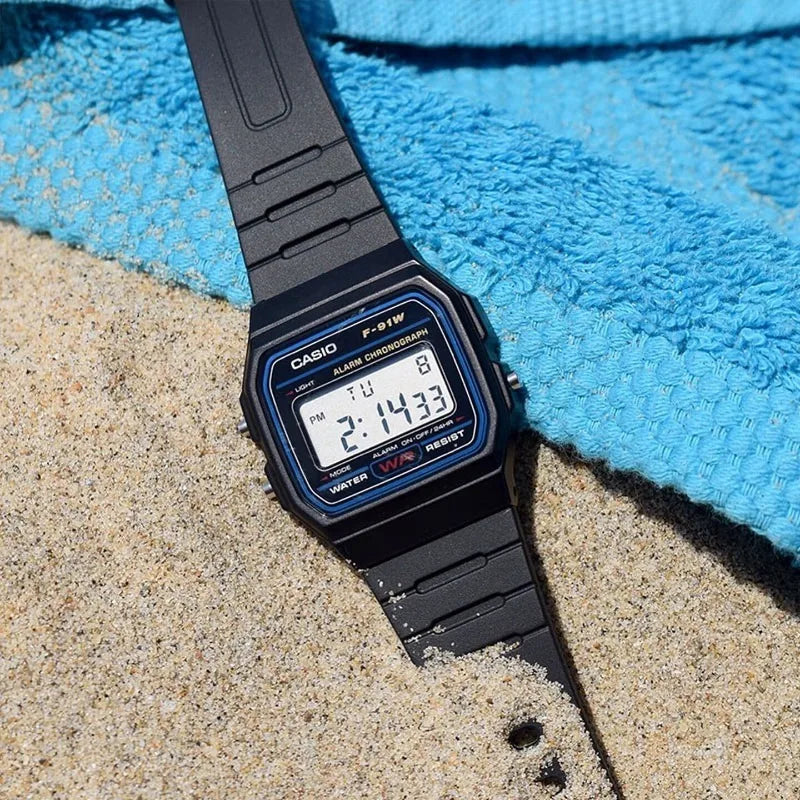 Casio F91W Retro Waterproof Watch - Fashionable Simple Small Square LCD Display Electronic Timepiece