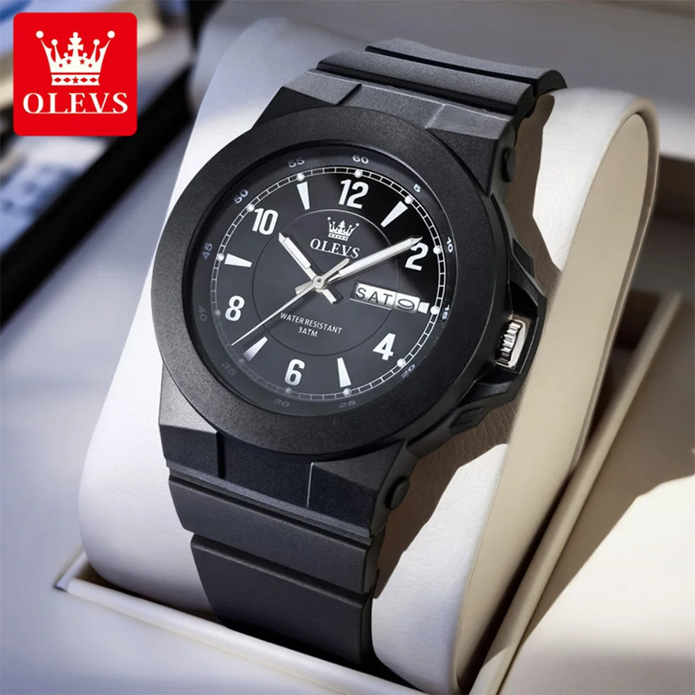OLEVS Quartz Sports Watch - Digital Simplicity Men's Waterproof Silicone Strap Watch with High Hardness Glass