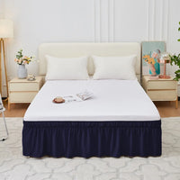 Bed Skirt Ruffles Wrap Around Style Elastic Washable Bed Dust Cover Solid Color Bed Protector for Hotels