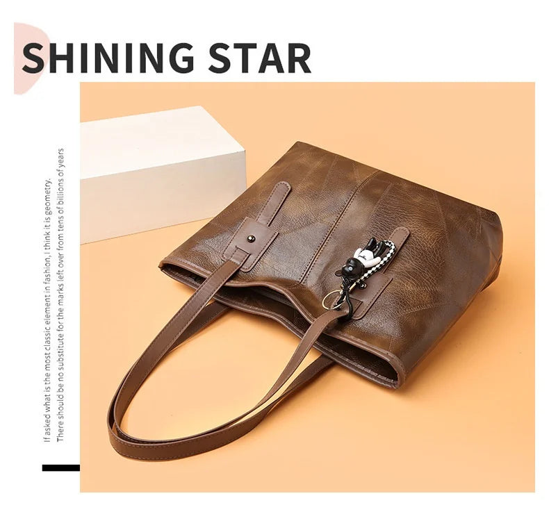 Trendy Large Capacity Tote Bag for Women - Horizontal Square Zipper Single Shoulder Handbag