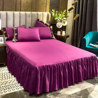 Non-slip Bed Skirt Ruffled Mattress Cover Solid Color Bedspread 1pcs Bedroom Bed Cover