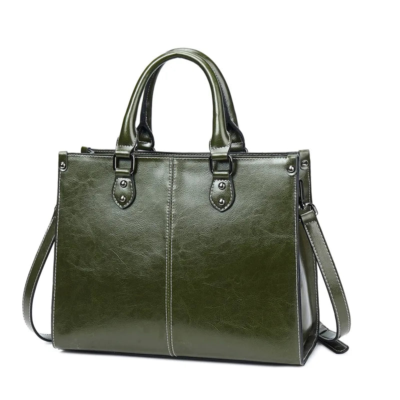 Women Handbag Crossbody Shoulder Tote Bag Genuine Leather Shopping Fashion Office Female Real Cowhide Messenger Top Handle Bags - Genuine Leather Women Handbag