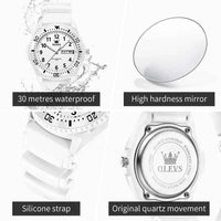 OLEVS 2703 Simple Quartz Movement Watch Dual Calendar Dispaly Silicone Strap Digital Scale 30m Waterproof Brand Student Watch