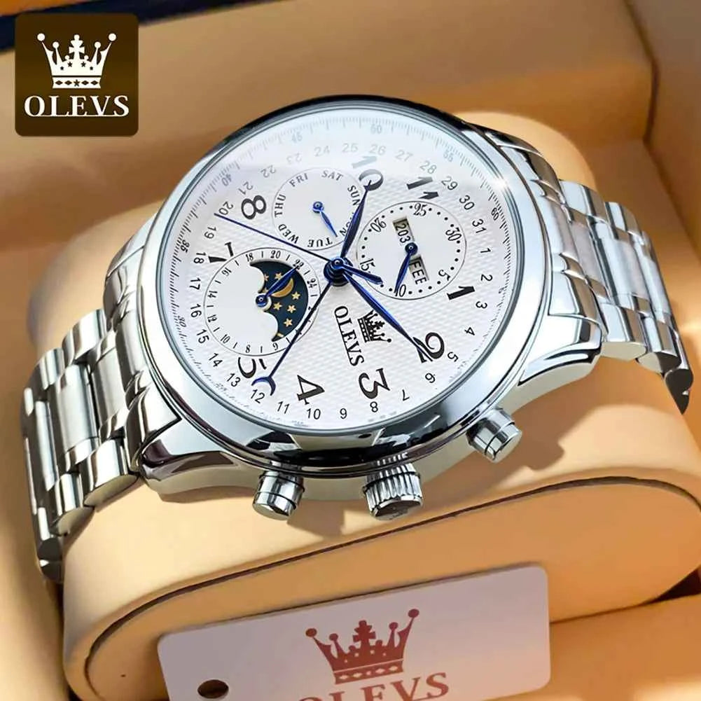 OLEVS 6667 Luxury Brand Men Mechanical Watch Original Digital Moon Phase Waterproof Chronograph Top Sports Men Automatic Watch
