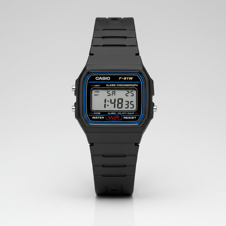 Casio F91W Series Fashionable Simple Retro Small Square LCD Display Waterproof Quartz Watch Trendy Versatile Electronic Watch