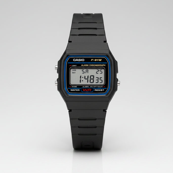 Casio F91W Series Fashionable Simple Retro Small Square LCD Display Waterproof Quartz Watch Trendy Versatile Electronic Watch