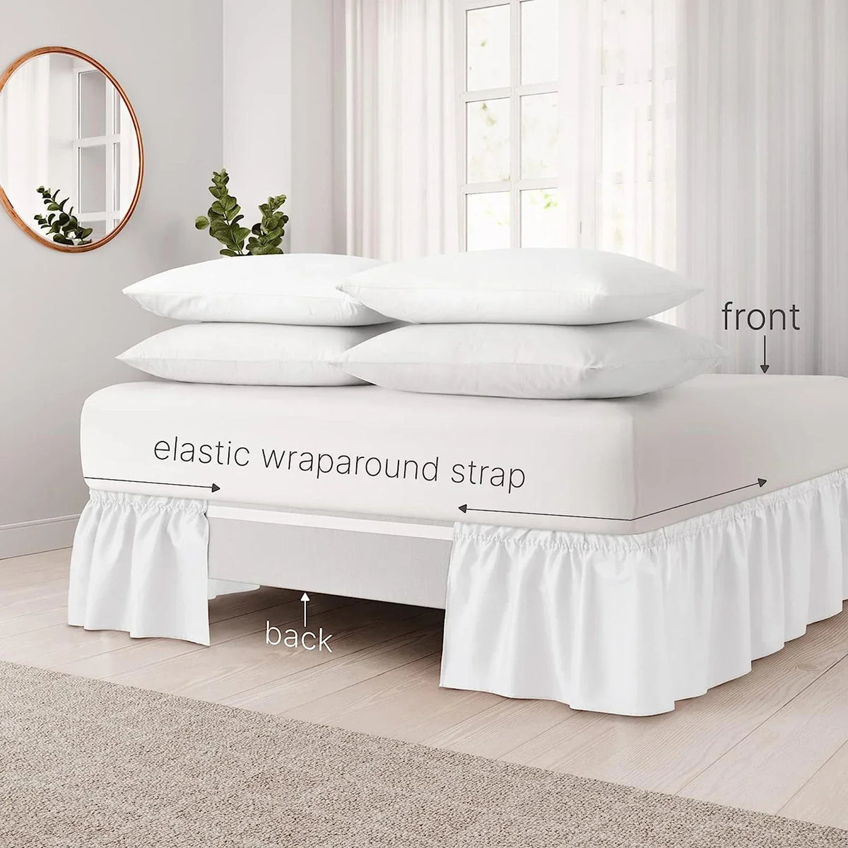 Adjustable Bed Skirt - Elastic Wrap Around, Wrinkle Free & Fade Resistant, Full Size for Women, Men, Kids & Teens Bedding