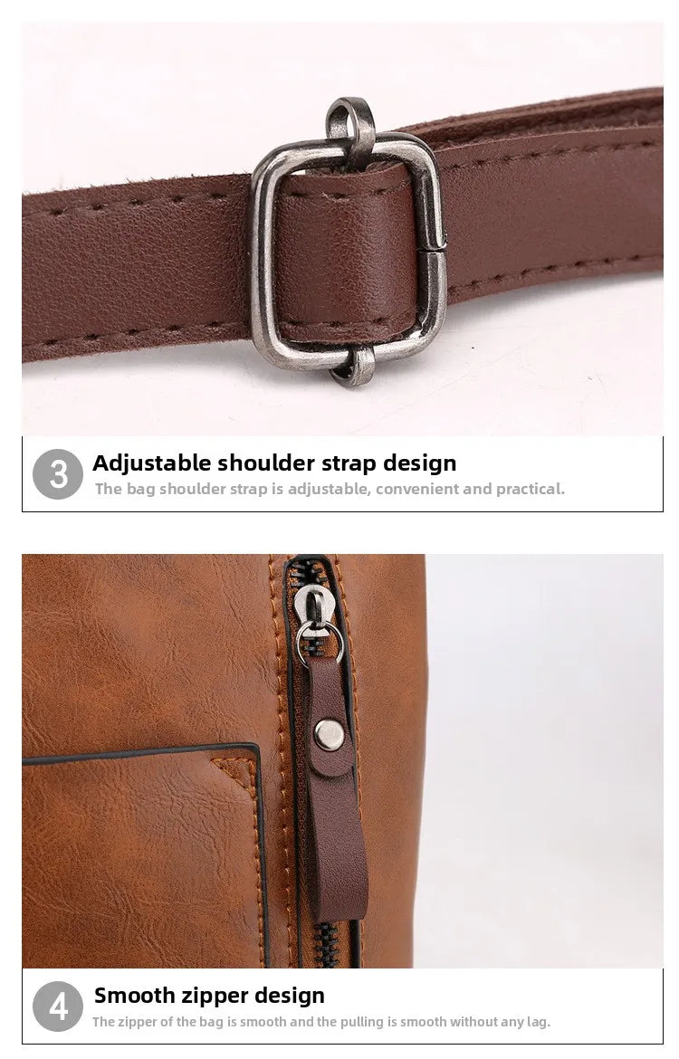 Women's Retro PU Leather Handbag Large Capacity Crossbody Tote Fashionable Shoulder Purse