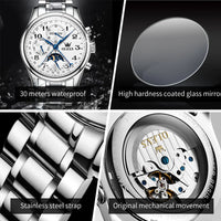 OLEVS Luxury Men Mechanical Watch - Original Digital Moon Phase Waterproof Chronograph Sports Watch