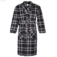 SaneShoppe Men's Soft Warm Fleece Dressing Gown with Checkered Pattern