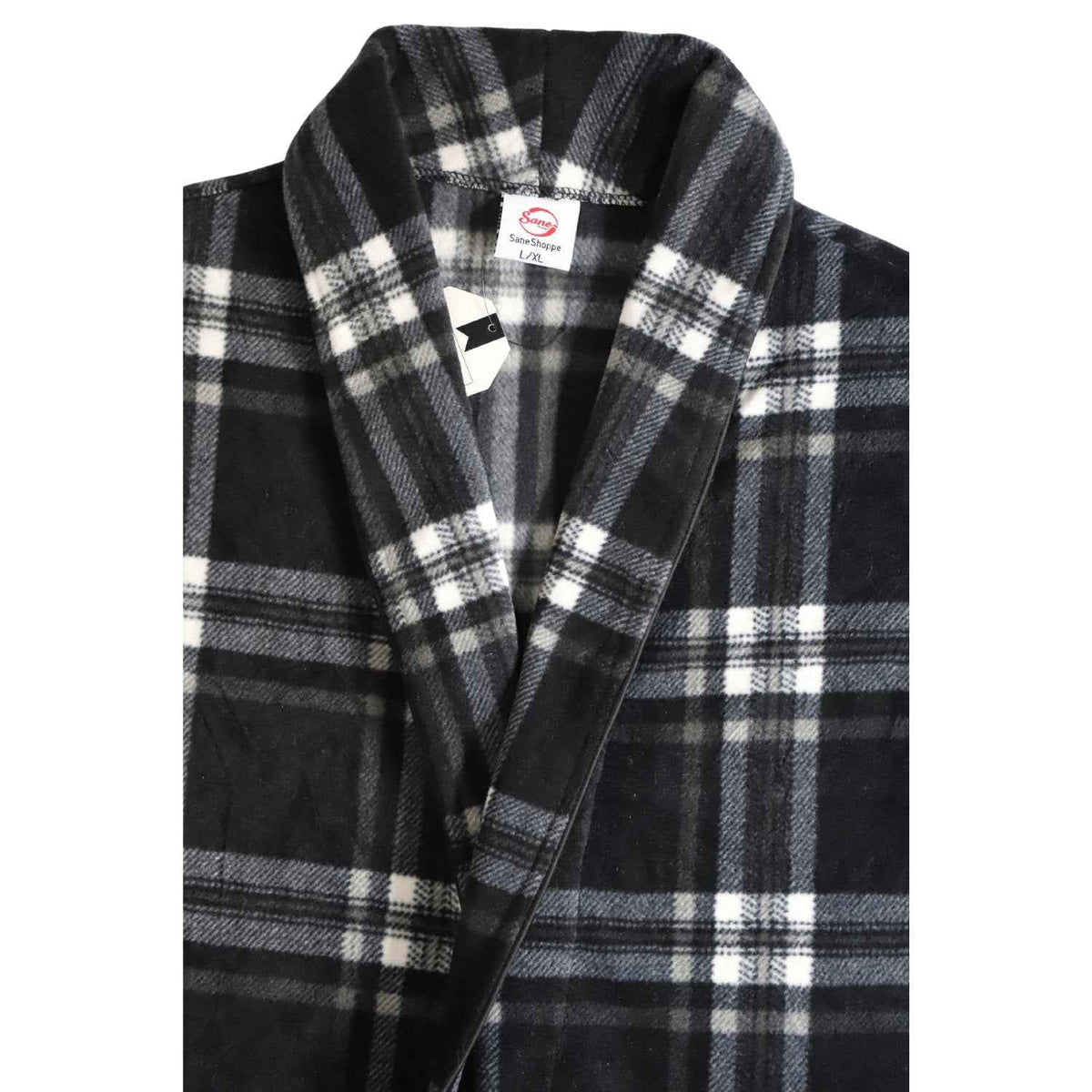 Men's Fleece Dressing Gown - Soft Warm Checkered Pattern