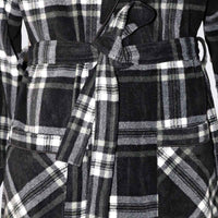 Men's Fleece Dressing Gown - Soft Warm Checkered Pattern