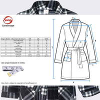 Men's Fleece Dressing Gown - Soft Warm Checkered Pattern