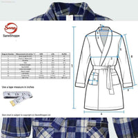 Men's Fleece Dressing Gown - Soft Warm Checkered Pattern