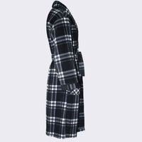 Men's Fleece Dressing Gown - Soft Warm Checkered Pattern