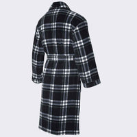 Men's Fleece Dressing Gown - Soft Warm Checkered Pattern