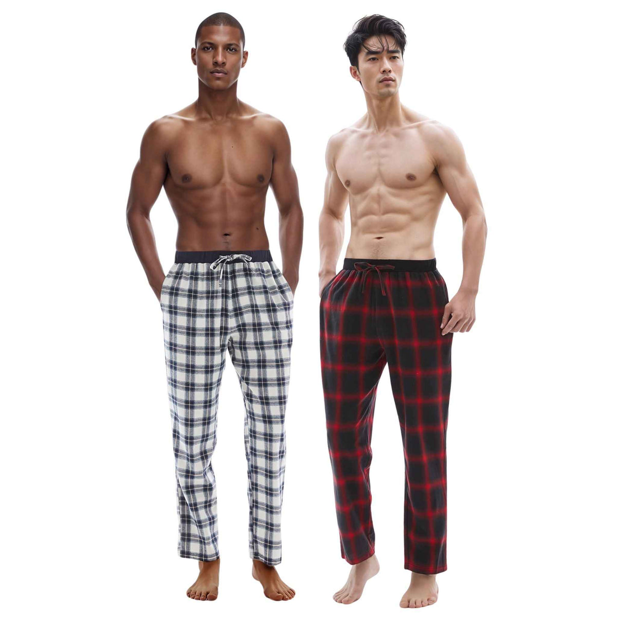 Men's Cotton Flannel Pyjama Bottoms - Lightweight Comfort, Pack of 2