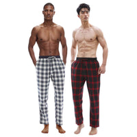 Men's Cotton Flannel Pyjama Bottoms - Lightweight Comfort, Pack of 2