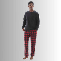 Men's Thermal Fleece Lounge Set with Cozy Check Cotton Pants