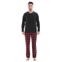 Men's Thermal Fleece Lounge Set with Cozy Check Cotton Pants