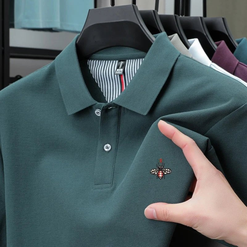 SaneShoppe-Men's Luxury Embroidered Polo Shirt - High-Quality 100% Cotton - Summer Casual Fashion