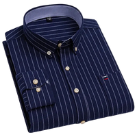 SaneShoppe - 100% Cotton Oxford Men's Shirts Long Sleeves Plaid Soft Regular Fit Formal Dress Shirt Pocket Social Blouse Male Clothes S - 7XL