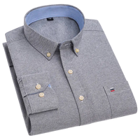SaneShoppe - 100% Cotton Oxford Men's Shirts Long Sleeves Plaid Soft Regular Fit Formal Dress Shirt Pocket Social Blouse Male Clothes S - 7XL