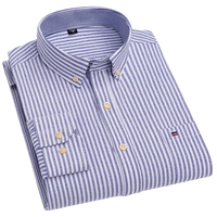 SaneShoppe - 100% Cotton Oxford Men's Shirts Long Sleeves Plaid Soft Regular Fit Formal Dress Shirt Pocket Social Blouse Male Clothes S - 7XL