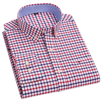 SaneShoppe - 100% Cotton Oxford Men's Shirts Long Sleeves Plaid Soft Regular Fit Formal Dress Shirt Pocket Social Blouse Male Clothes S - 7XL