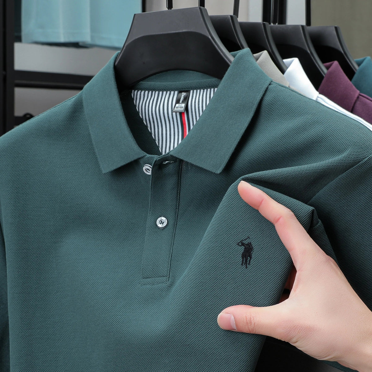 SaneShoppe-Men's High-End Designer Brand 3D Embroidered Polo Tee - 2025 Summer Collection