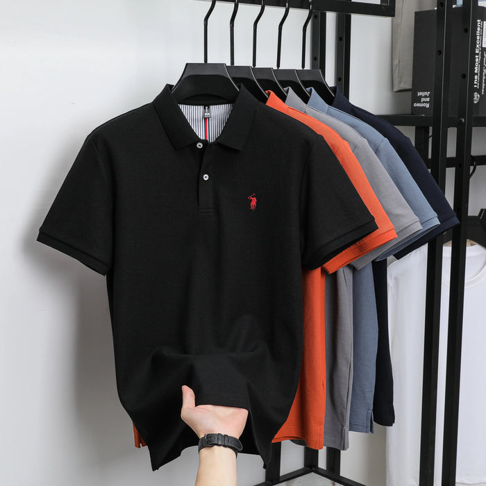 SaneShoppe-Men's High-End Designer Brand 3D Embroidered Polo Tee - 2025 Summer Collection