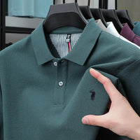 SaneShoppe-Men's Paul Pony Embroidered POLO Shirt - 100% Cotton Striped Summer Top