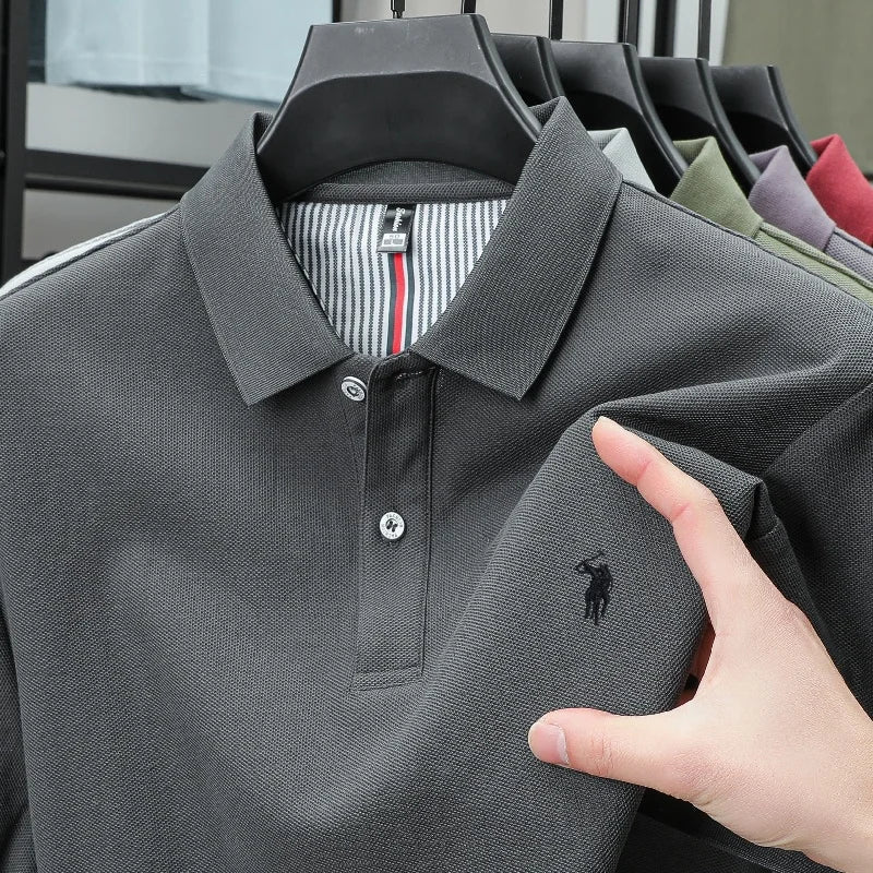 SaneShoppe-Men's Paul Pony Embroidered POLO Shirt - 100% Cotton Striped Summer Top