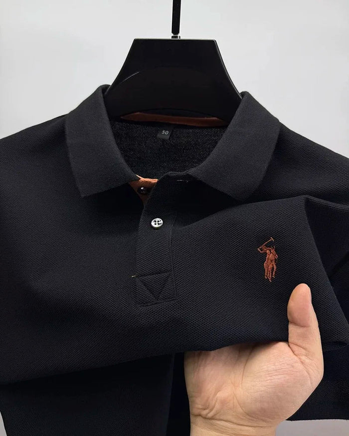 SaneShoppe-Luxury Men's Cotton Polo Shirt with Embroidered Horse Logo