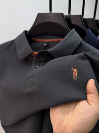 SaneShoppe-Luxury Men's Cotton Polo Shirt with Embroidered Horse Logo