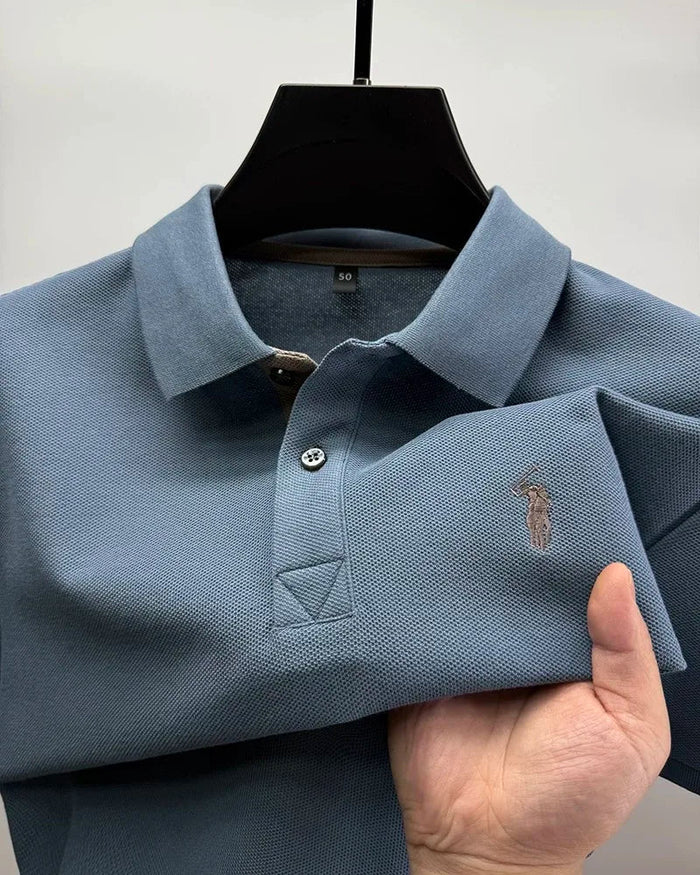 SaneShoppe-Luxury Men's Cotton Polo Shirt with Embroidered Horse Logo