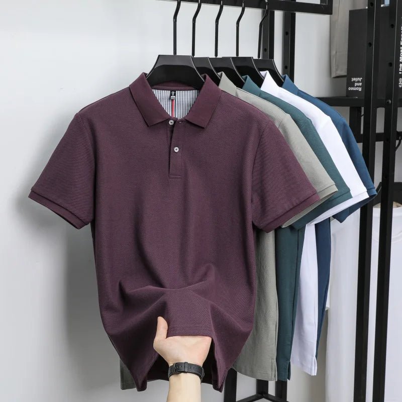 SaneShoppe-Men's Classic Polo Shirt: High-End Business & Leisure Wear, 100% Cotton for Daily Comfort