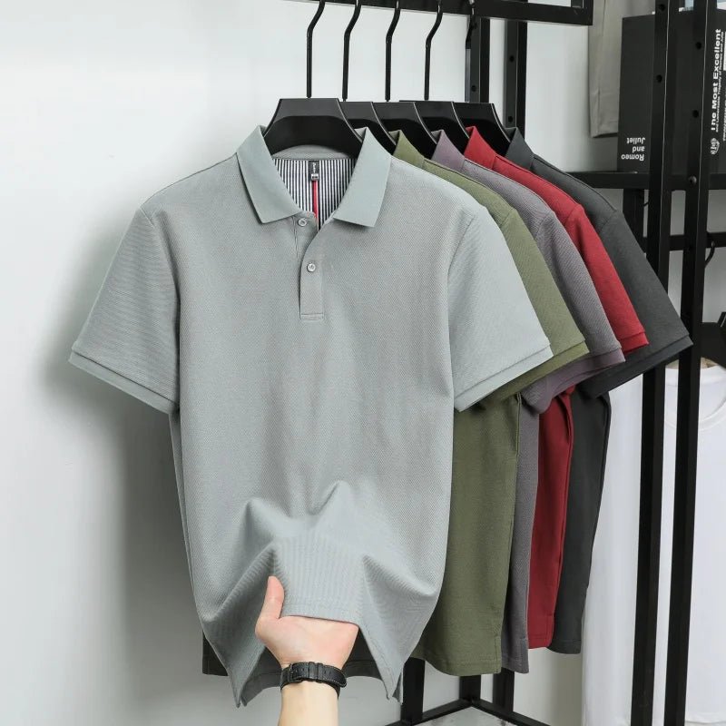 SaneShoppe-Men's Classic Polo Shirt: High-End Business & Leisure Wear, 100% Cotton for Daily Comfort