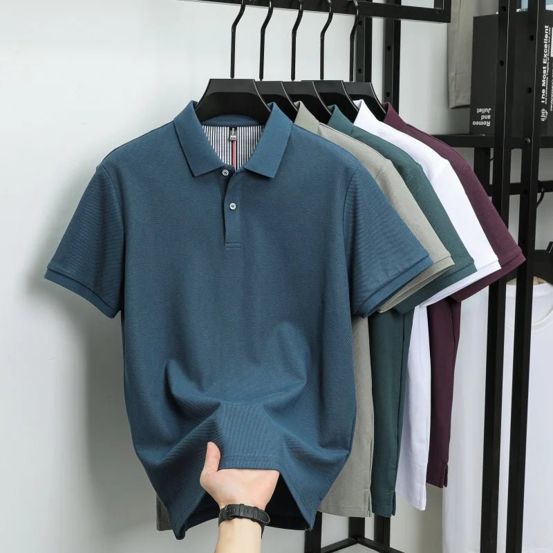 SaneShoppe-Men's Classic Polo Shirt: High-End Business & Leisure Wear, 100% Cotton for Daily Comfort