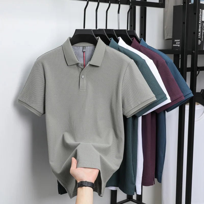 SaneShoppe-Men's Classic Polo Shirt: High-End Business & Leisure Wear, 100% Cotton for Daily Comfort